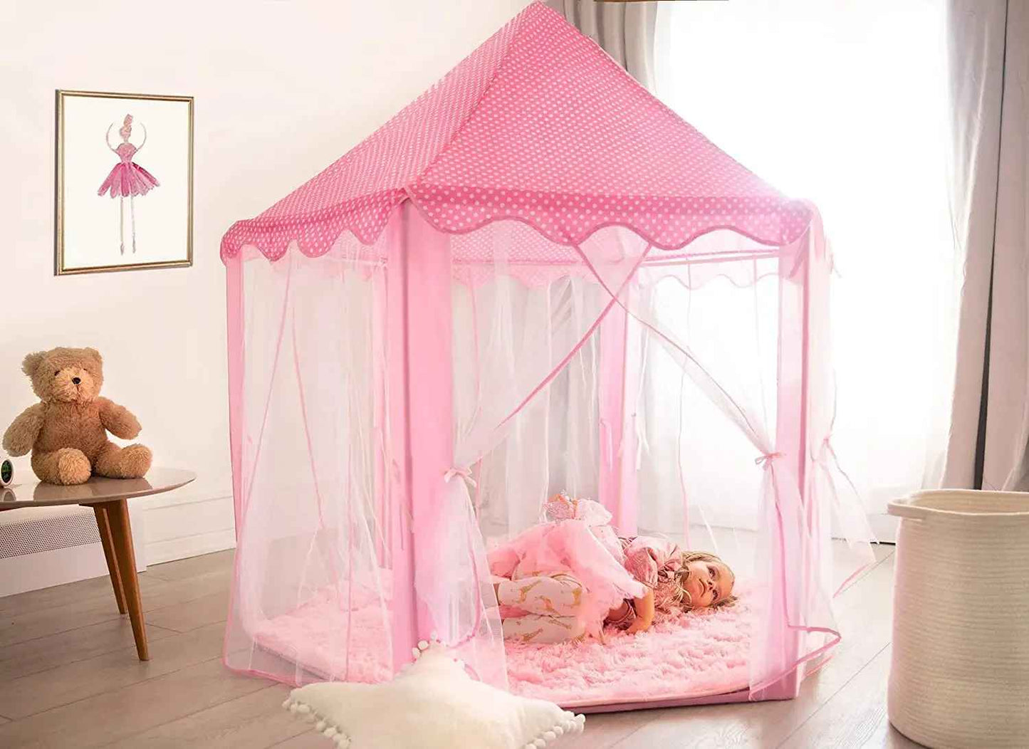 Prinsesslekhus / Lektält för Barn – 135×135 cm