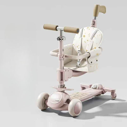 5-i-1 Barnscooter & Gåvagn Deluxe – Fällbar Trehjuling och Walker för Barn 1–7 år