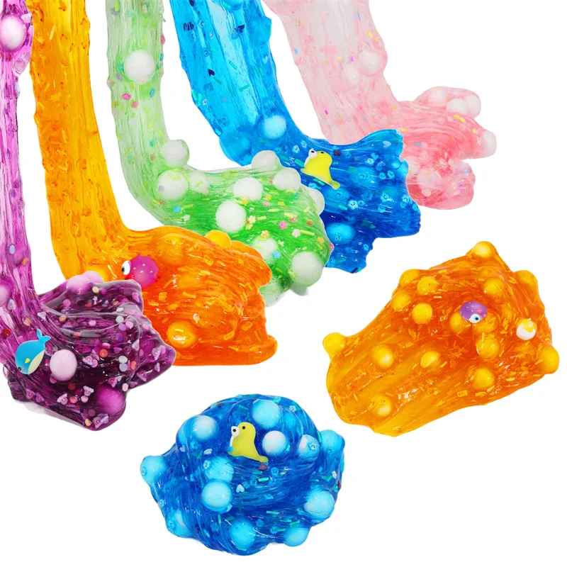 Transparent Glittrig Slajm med Jelly Cubes