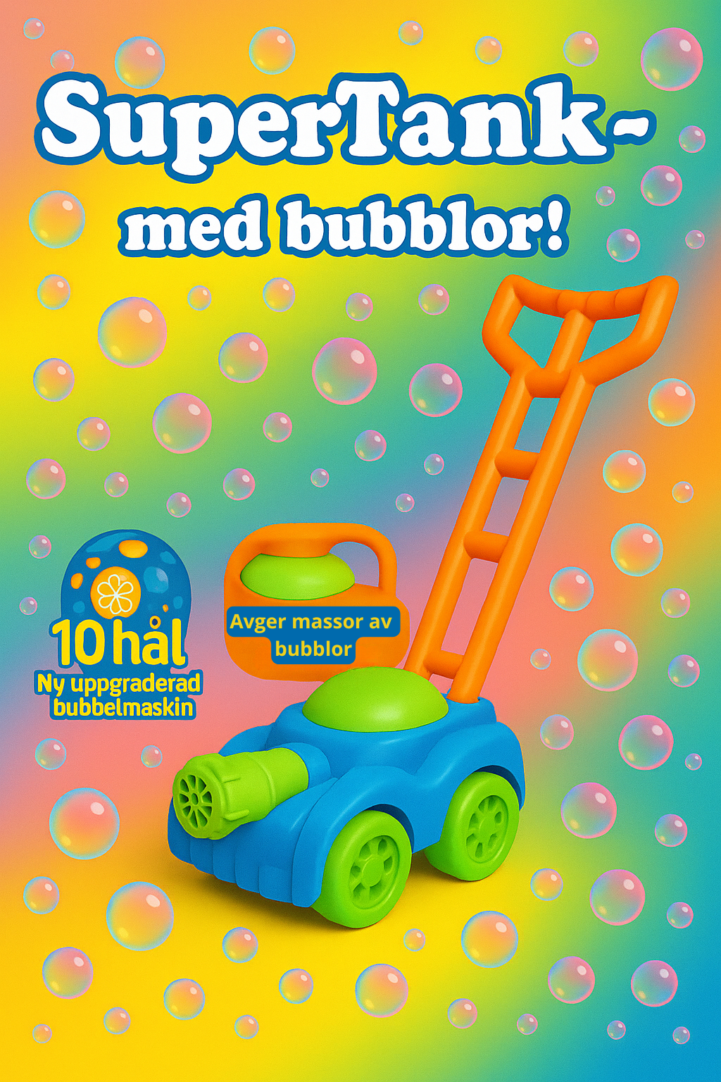 Bubbelmaskin Gräsklippare Trolley för Barn – Elektrisk Bubbelmaskin