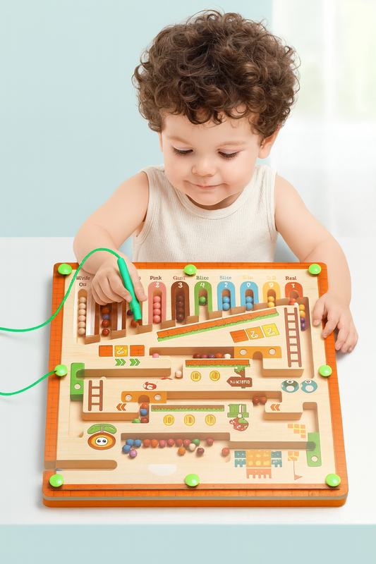 Magnetisk aktivitetsbräda i trä | Färger & siffror | Pedagogisk leksak