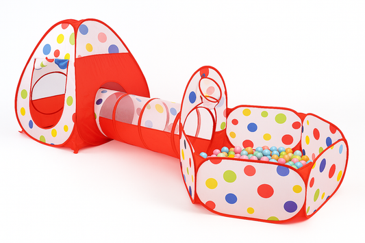 Lektält med Tunnel & Bollhav – Hopfällbart Lekhus med 100 Bollar (Från 3 år)