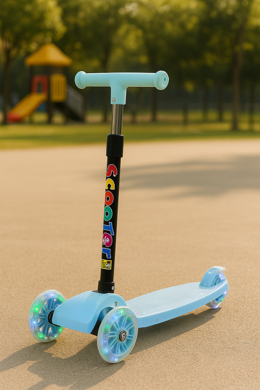 Trehjulig Sparkcykel för Barn med LED – Hopfällbar med Ett Knappt Tryck