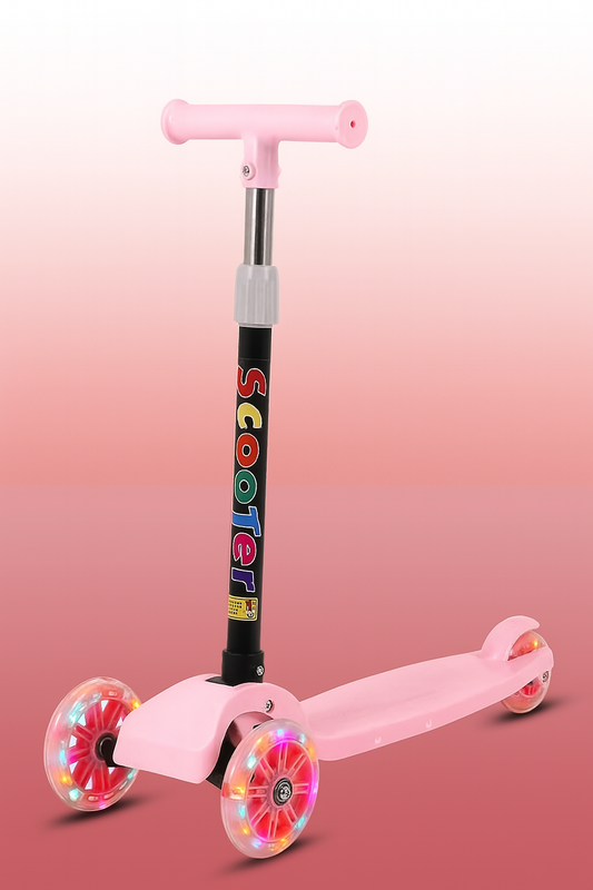 Trehjulig Sparkcykel för Barn med LED – Hopfällbar med Ett Knappt Tryck