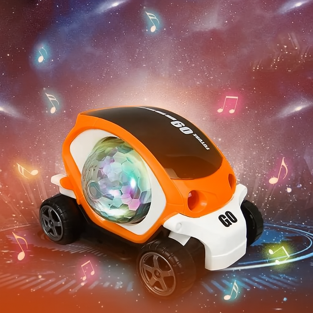 3D Roterande Ljus- och Musikbil – Färgglad & Automatisk Leksaksbil