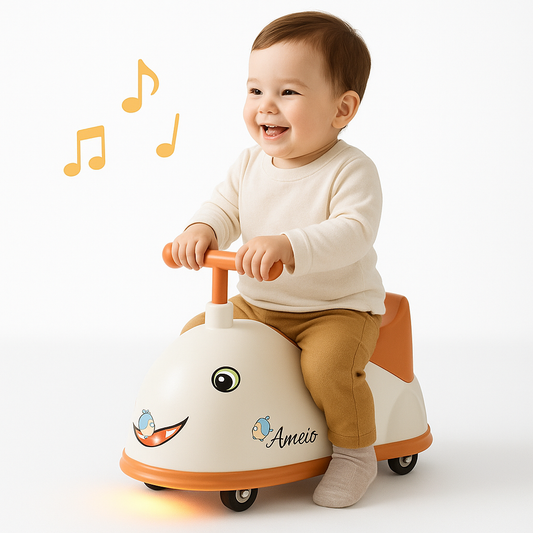 Delfinformad gåbil för små barn – med ljud, ljus och tyst glid