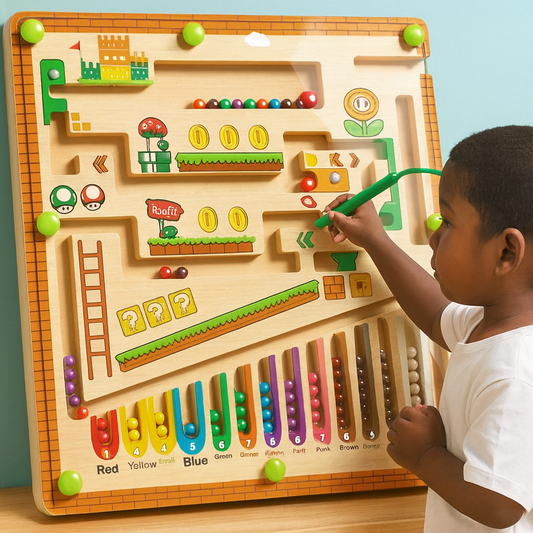Magnetisk aktivitetsbräda i trä | Färger & siffror | Pedagogisk leksak