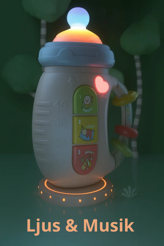 Nappflaska – Söt Sensorisk Flaskleksak med Ljus & Ljud för Barn 18+ Månader