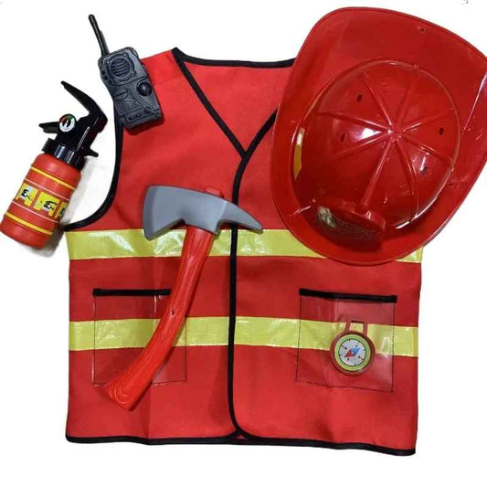 Brandmansdräkt – Röd Utryckningsdräkt med Hatt och Tillbehör