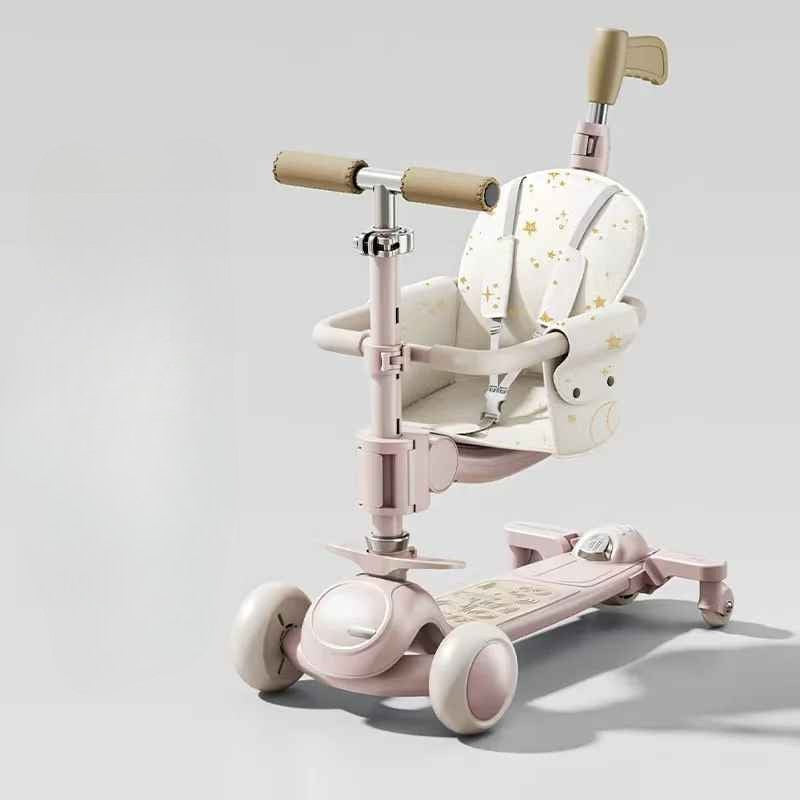 5-i-1 Barnscooter & Gåvagn Deluxe – Fällbar Trehjuling och Walker för Barn 1–7 år