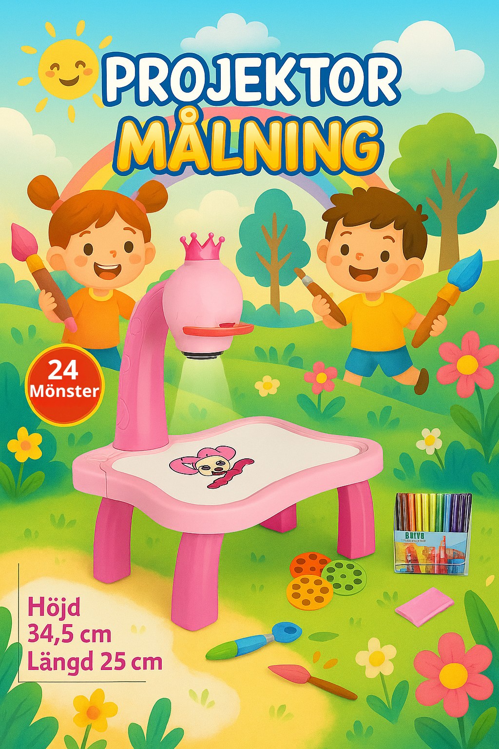 LED Projektor Målarbord för Barn – Kreativt och Lärorikt Målarset