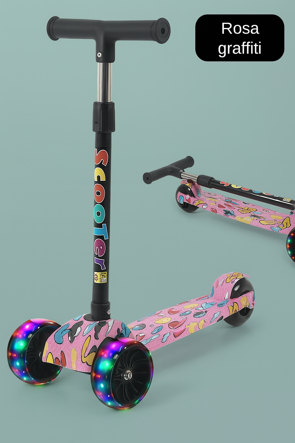 Trehjulig Sparkcykel för Barn – Hopfällbar med Ett Knappt Tryck