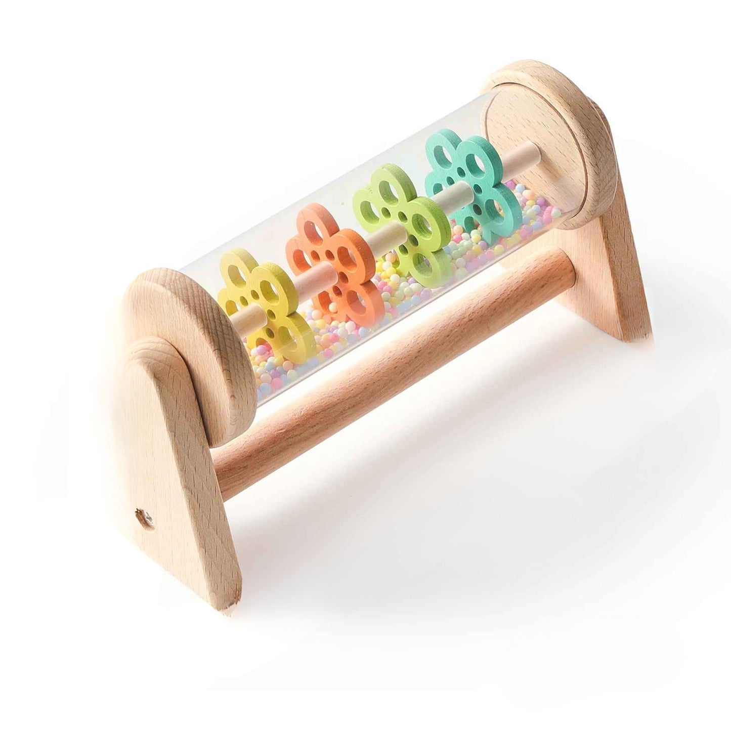Montessori Regnrassla i Trä – Färgglad Sensorisk Babyleksak