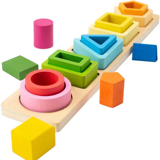 Montessori träleksaker för barn – färg- och formleksak i trä