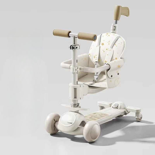 5-i-1 Barnscooter & Gåvagn Deluxe – Fällbar Trehjuling och Walker för Barn 1–7 år