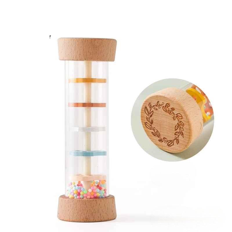 Montessori Regnrassla i Trä – Färgglad Sensorisk Babyleksak