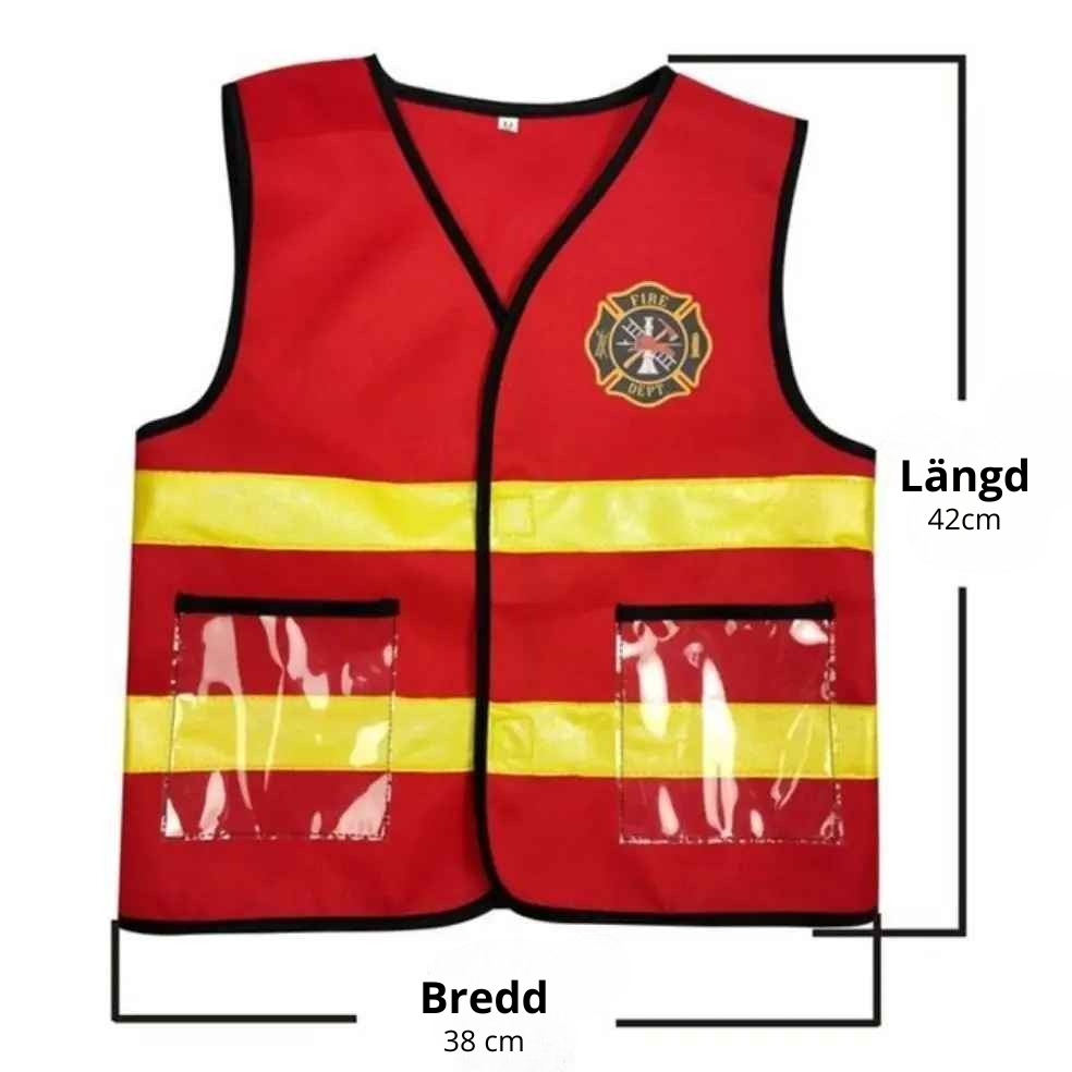 Brandmansdräkt – Röd Utryckningsdräkt med Hatt och Tillbehör