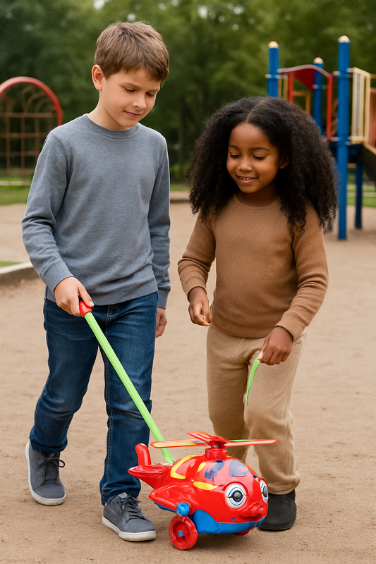 Leksaksflygplan med Hjul & Handtag – Färgglad Utomhusleksak för Barn (4–12 år)