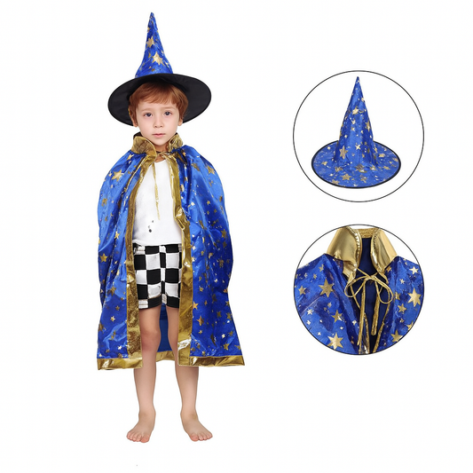 Halloween Mantel med Hatt – Trollkarl & Häxa