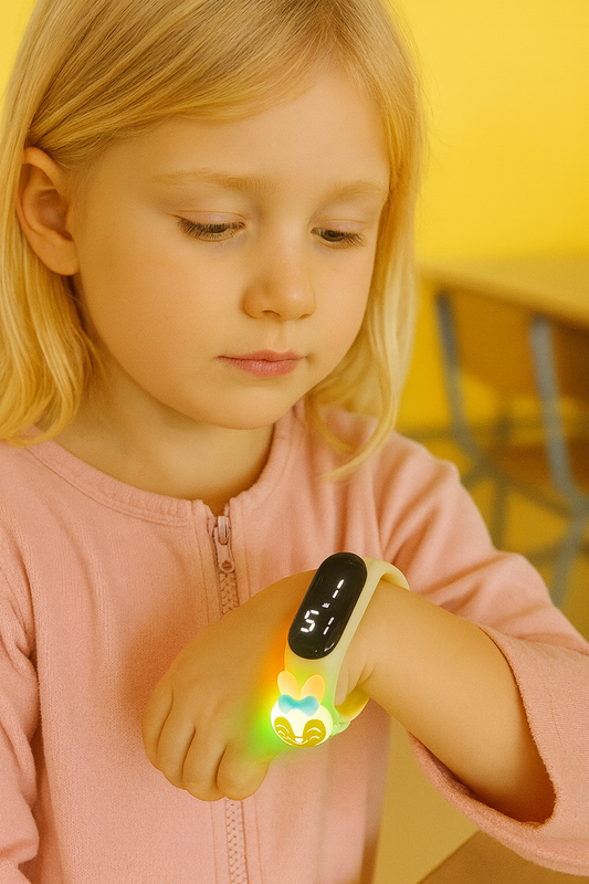 LED Barnklocka med Touch | Färgglad & Vattentålig