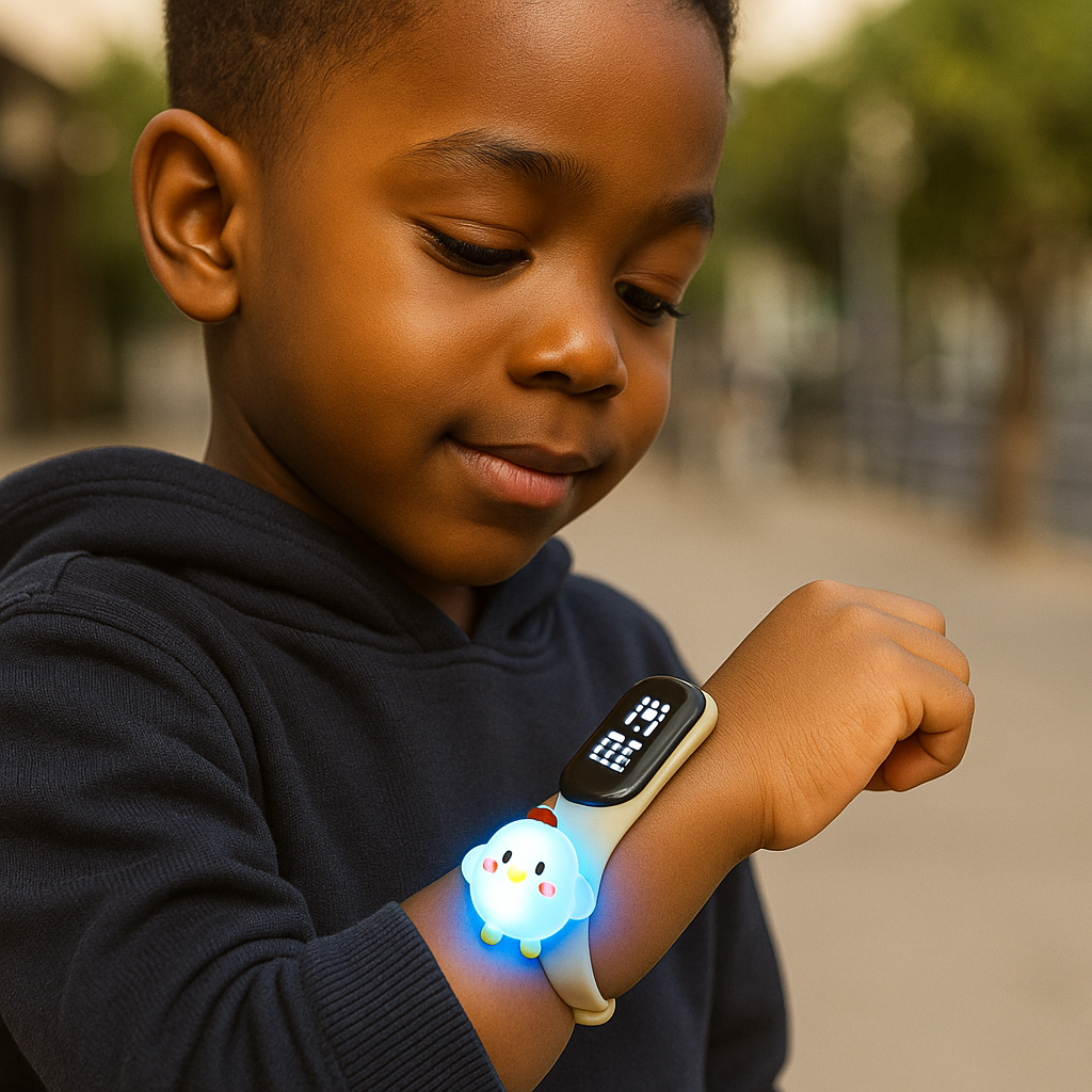 LED Barnklocka med Touch | Färgglad & Vattentålig