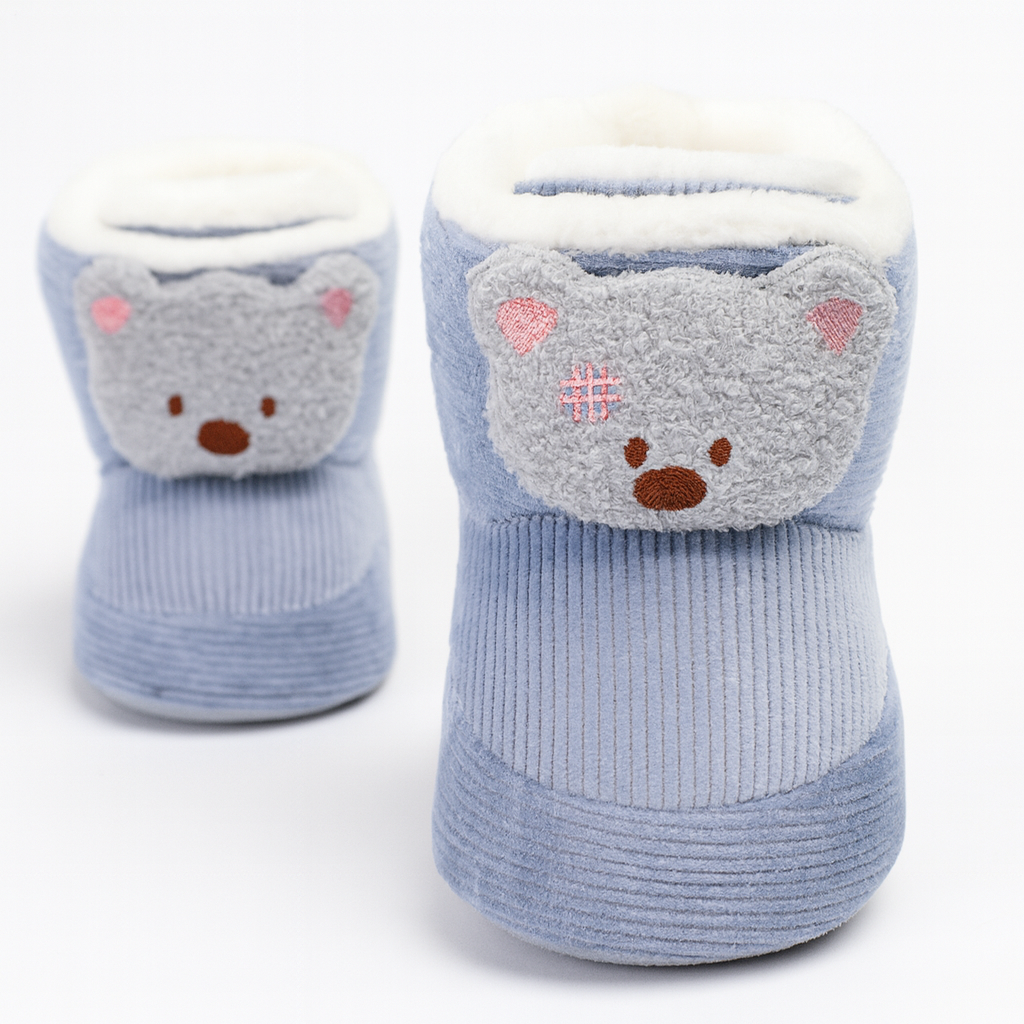 Vintertofflor för Bebis med Djurmotiv – Mjuka Första Steg Skor med Halkskydd