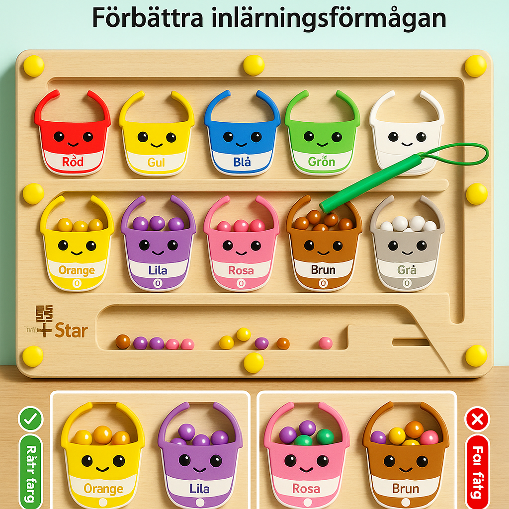 Magnetisk aktivitetsbräda i trä | Färger & siffror | Pedagogisk leksak