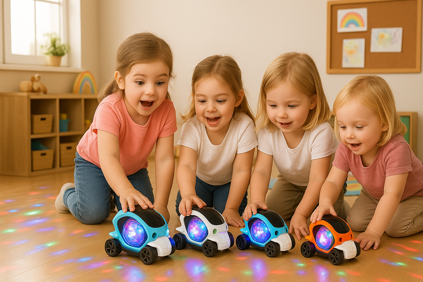 3D Roterande Ljus- och Musikbil – Färgglad & Automatisk Leksaksbil