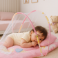 Hopfällbar Babybädd med Myggnät | Portabel Babysäng med Vaddering | Polyester och Bomull