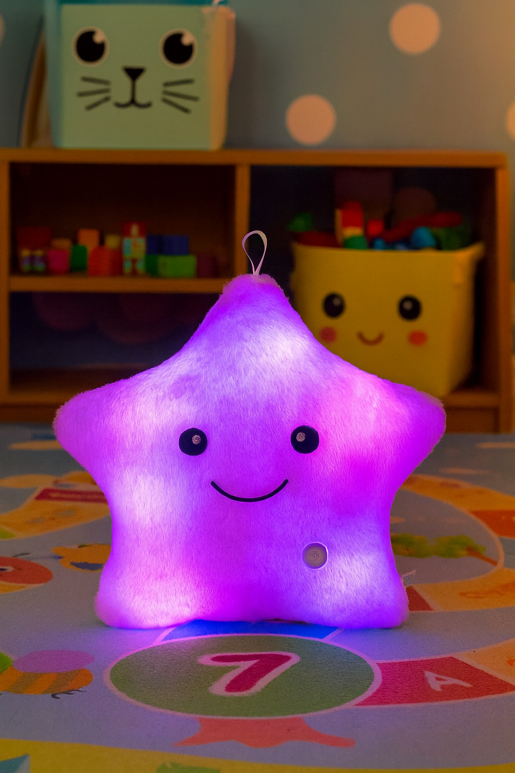 LED Stjärnkudde – Mjuk Nattlampa i Plysch med Färgskiftande Ljus