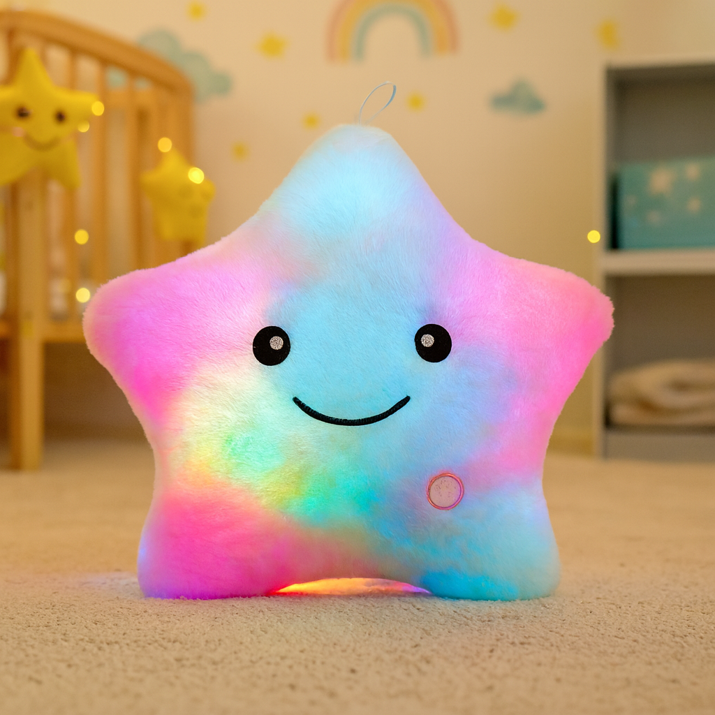 LED Stjärnkudde – Mjuk Nattlampa i Plysch med Färgskiftande Ljus