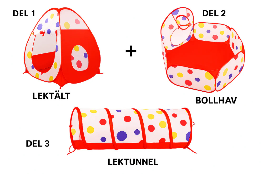 Lektält med tunnel och bollhav