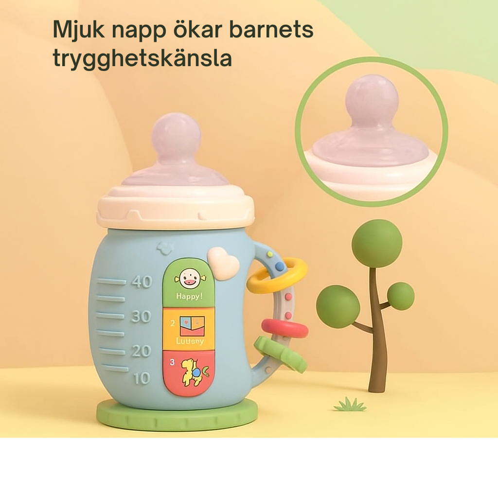 Nappflaska – Söt Sensorisk Flaskleksak med Ljus & Ljud för Barn 18+ Månader