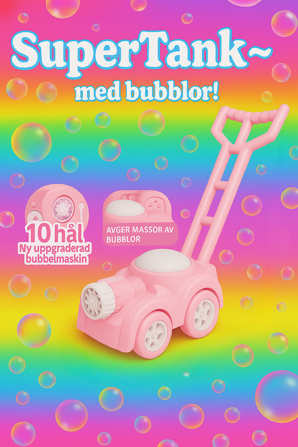 Bubbelmaskin Gräsklippare Trolley för Barn – Elektrisk Bubbelmaskin