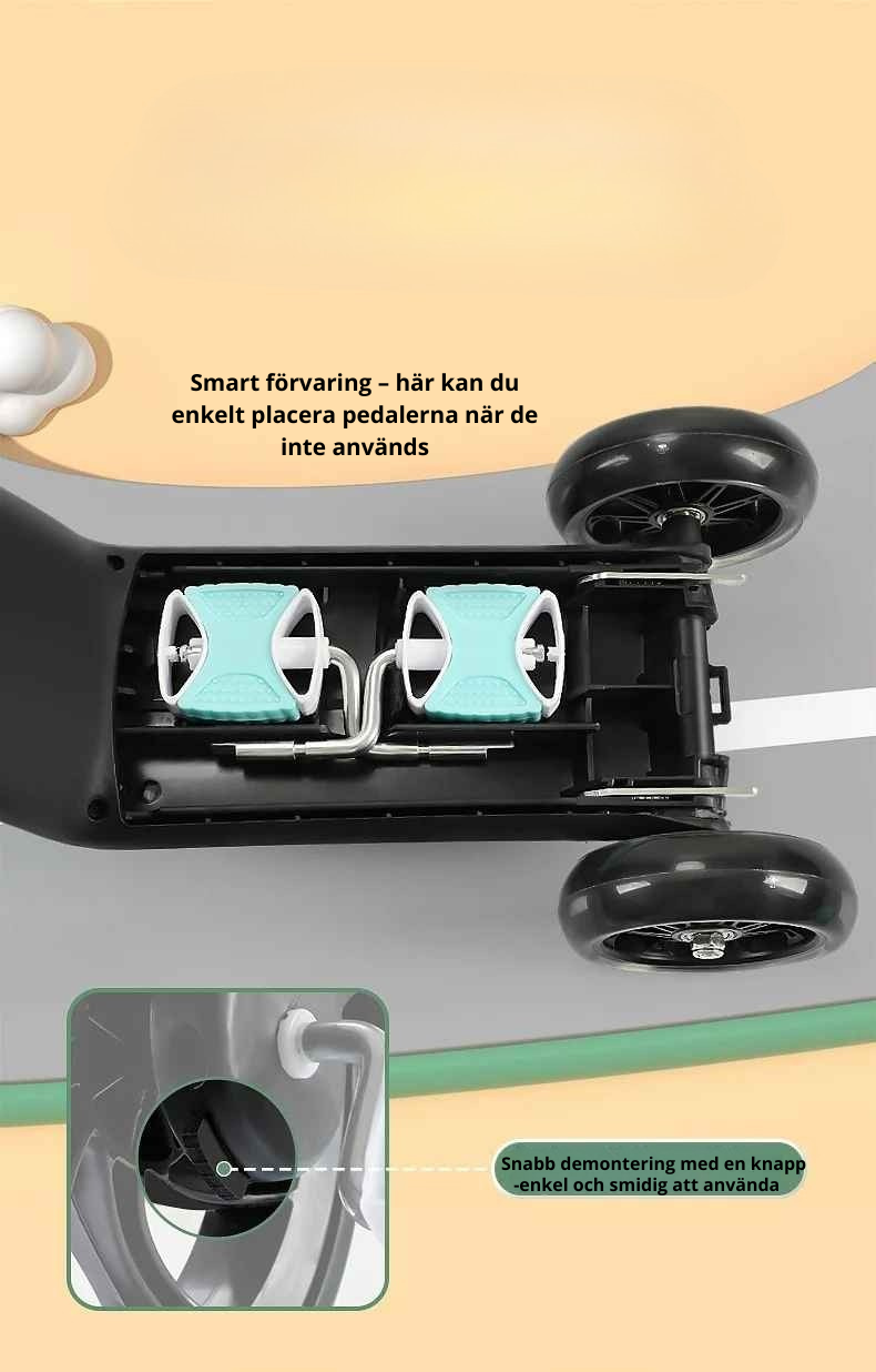 3-i-1 Barnscooter & Trehjuling LED – Fällbar Multifunktionell Balanscykel 2–6 år