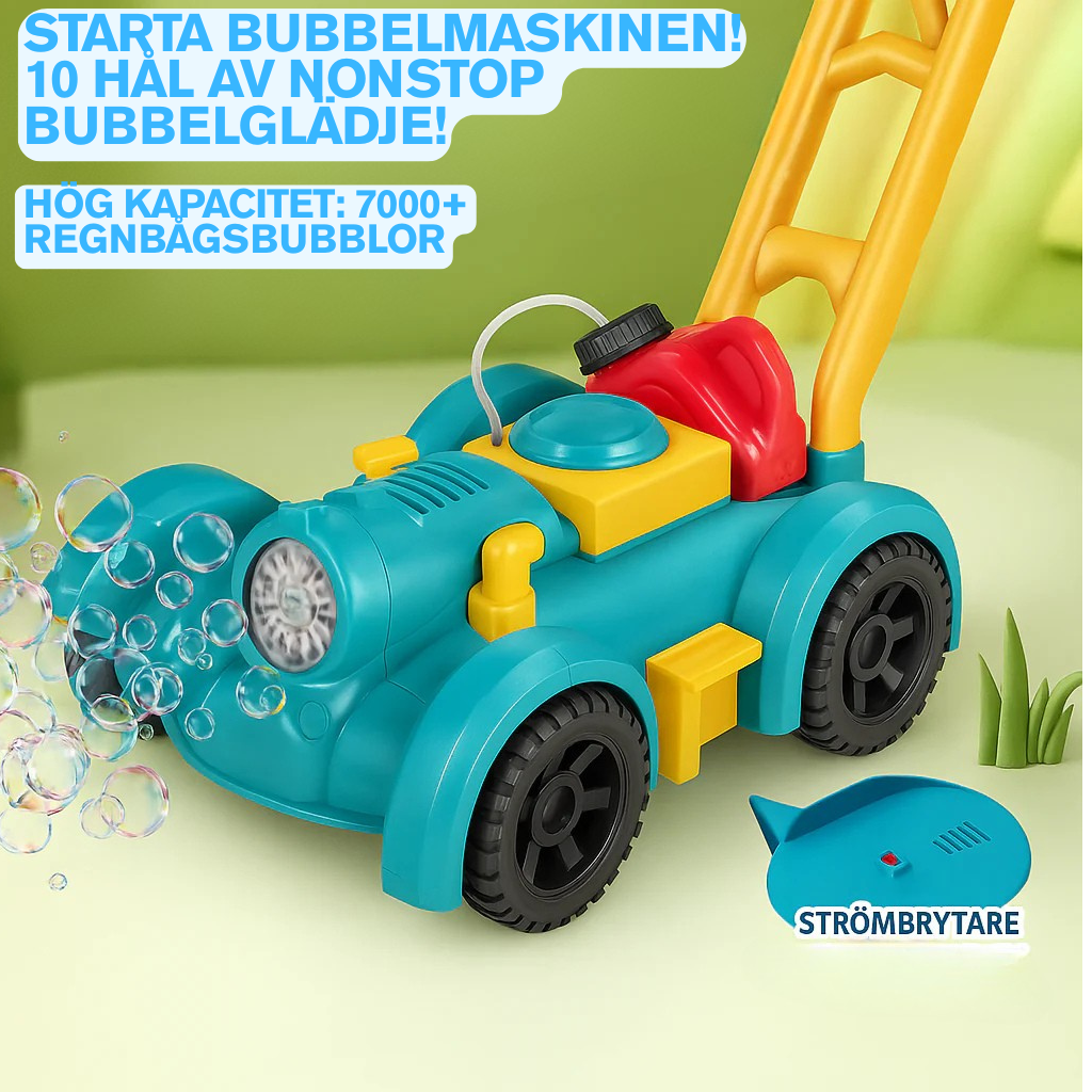 Bubbelmaskin Gräsklippare Trolley för Barn – Elektrisk Bubbelmaskin