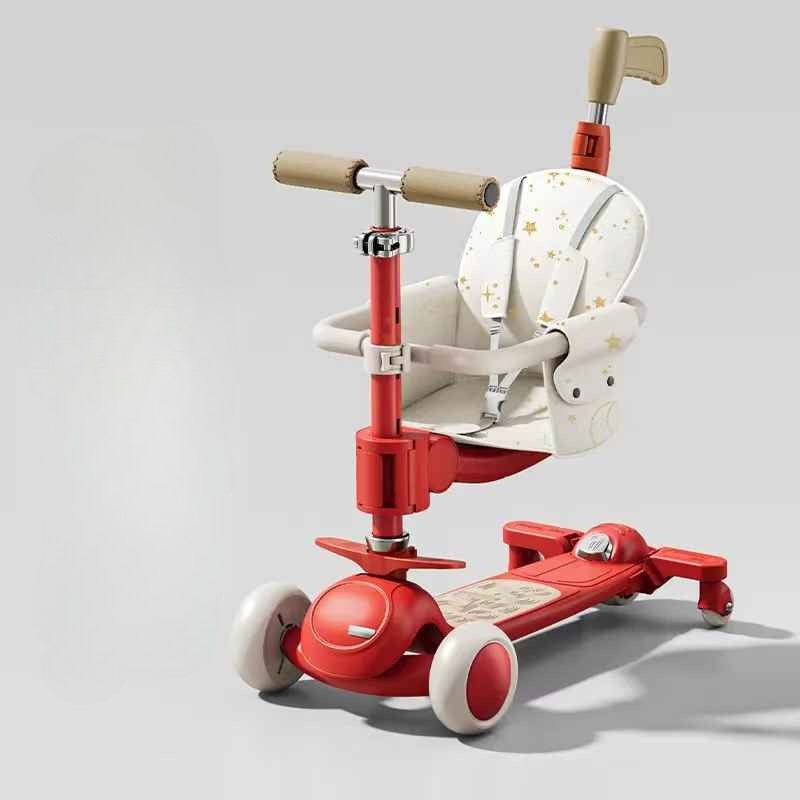 5-i-1 Barnscooter & Gåvagn Deluxe – Fällbar Trehjuling och Walker för Barn 1–7 år