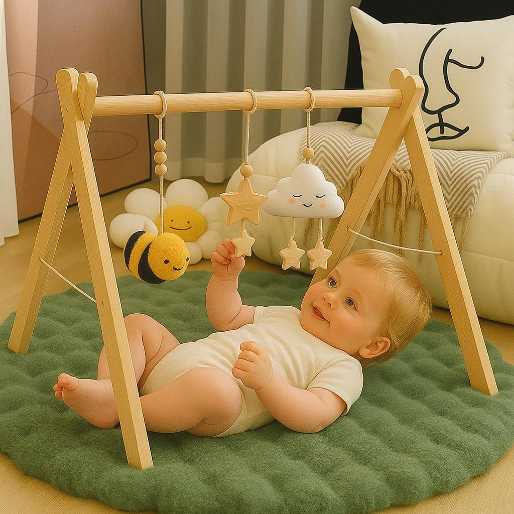 Rund Lekmatta 90x90 cm – Mjuk och Säker för Små Barn