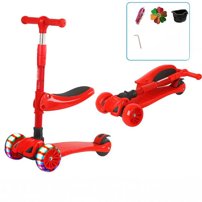 3-i-1 Justerbar Sparkcykel för Barn – Med Säte, LED-hjul & Höjdjusterbart Styre